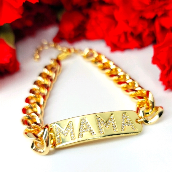 SueSue Jewelry - NEW Pave CZ MAMA Curb Chunky Chain Bracelet NWT